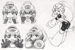  1girl arm_cannon armor blonde blue_eyes expressions helmet ponytail rockman rokko-chan sketch smile solo weapon 