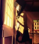  bedroom black_rock_shooter cell_phone curtains doll_house grasp interior looking_out_of_window megane mirror mobile profile screen_capture sunlight takanashi_yomi 