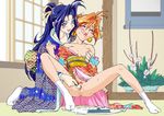  2girls blue_eyes blue_hair blush breast_grab breast_press breath brush censored couple dildo erect_nipples eyes_closed fingering happy happy_sex kneeling lina_inverse long_hair naga_the_serpent nipples onanism open_mouth oppai orange_hair pleasure pleasure_face pubic_hair pussy_juice shirt_lift sitting skirt_lift slayers smile spread_legs sweat vagina vaginal yukata yuri 