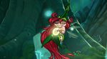  betilla fairy forest glowing_light green green_hat green_skirt hat long_hair miniskirt pointy_hat rayman rayman_origins red red_hair skirt wings 