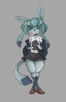  absurd_res anthro anthrofied canid canine clothing eeveelution female fur glaceon hi_res mammal multicolored_fur nintendo pok&eacute;mon pok&eacute;mon_(species) pok&eacute;morph snoutless video_games 