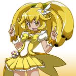  bad_id bad_pixiv_id banana blonde_hair bow bowtie choker cure_peace double_v food fruit hair_flaps hair_ornament hairpin kise_yayoi long_hair magical_girl precure rohitsuka skirt smile smile_precure! solo v white_background wrist_cuffs yellow yellow_bow yellow_choker yellow_eyes yellow_neckwear yellow_skirt 