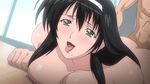  ahegao animated_gif bent_over black_hair blush breast_press from_behind green_eyes hairband long_hair mole nude open_mouth oppai pleasure_face screen_capture sex tagme tongue watashi_no_shiranai_mesu_no_kao 