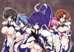  5girls ahoge artist_request ayamine_kei black_hair blue_eyes blue_hair bodysuit braid brown_hair green_eyes katana long_hair megane mitsurugi_meiya multiple_girls muvluv nopan oppai pettanko pink_hair ponytail purple_eyes sakaki_chizuru short_hair tamase_miki twin_tails very_long_hair weapon yellow_eyes yoroi_mikoto 