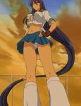  gloves ikkitousen kanu_unchou long_hair looking_at_viewer pantsu school_uniform serafuku skirt upskirt very_long_hair 