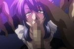  :&gt;= animated_gif blush censored deepthroat fellatio gangbang green_eyes hair_grab kangoku_senkan kneeling lilith-soft long_hair maid oral penis pixy prostitution purple_hair raep screen_capture sucking tagme 