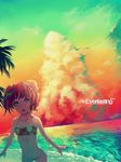  :o bad_id bad_pixiv_id bangs beach bikini cloud dutch_angle flat_chest highres horizon idolmaster idolmaster_(classic) kimera looking_at_viewer multicolored multicolored_eyes ocean open_mouth orange_hair outdoors palm_tree short_hair side-tie_bikini sky solo sunset swimsuit takatsuki_yayoi tree twilight twintails water 