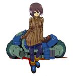 aile bad_id bad_pixiv_id bodysuit boots breasts brown_hair gloves green_eyes ground_vehicle highres kotoyama medium_breasts motor_vehicle motorcycle pantyhose ribbed_sweater robot_ears rockman rockman_zx short_hair solo sweater 