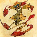  bad_pixiv_id fine_art_parody fire gen_4_pokemon monferno nihonga no_humans parody pokemon pokemon_(creature) shimanoko solo tail-tip_fire 