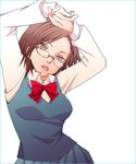  bow bowtie brown_eyes brown_hair danshi_koukousei_no_nichijou glasses rikko_(jellyberry) school_uniform yanagin_(danshi_koukousei) 