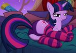  bed bedroom_eyes butt cutie_mark equine female feral friendship_is_magic hi_res horn jungleanimal junglepony legwear looking_at_viewer mammal my_little_pony night panties solo stockings twilight_sparkle_(mlp) underwear unicorn 