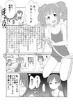  4koma amami_haruka awesome_face bikini comic deden flat_chest greyscale idolmaster idolmaster_(classic) kisaragi_chihaya monochrome multiple_girls one-piece_swimsuit swimsuit takatsuki_yayoi translated twintails 