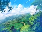  butterfly_net cloud day hand_net house landscape mountain nature no_humans noki_(affabile) original path road rural scenery sky 