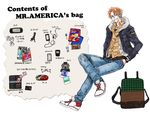  akira america_(hetalia) axis_powers_hetalia backpack bad_id bad_pixiv_id bag cameo camera candy cellphone condom condom_packet_strip condom_wrapper credit_card digital_media_player eyewear_removed food glasses glasses_case handheld_game_console hershey's iphone ipod ipod_touch keyring lollipop male_focus manga_(object) mastercard phone playstation_portable polaroid product_placement smartphone spider-man spider-man_(series) uyuki_(etoile) watch 