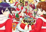  amagi_yukiko blue_hair cake christmas_tree crossed_legs doujima_nanako doujima_ryoutarou dual_persona food gift hanamura_yousuke kujikawa_rise kuma_(persona_4) looking_at_viewer mero_pdm multiple_girls narukami_yuu one_eye_closed open_mouth persona persona_4 profile santa_costume satonaka_chie shirogane_naoto short_hair sitting smile snowman tatsumi_kanji 