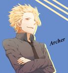  archer_(fate/prototype) bad_id bad_pixiv_id blonde_hair casual character_name fate/prototype fate_(series) male_focus pietani397 red_eyes solo 