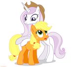  alpha_channel applejack_(mlp) blonde_hair cutie_mark equine female feral fleur_de_lis_(mlp) friendship_is_magic hair hat horn horse larsurus long_legs mammal my_little_pony pink_hair plain_background pony smile the_aggressive_one transparent_background unicorn 