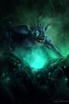  2017 4_arms absurd_res alien ambiguous_gender antennae black_nose blue_fur by-nc-nd creative_commons detailed digital_media_(artwork) disney experiment_(species) fangs fur glowing glowing_eyes green_eyes hi_res lilo_and_stitch luke_fitzsimons multi_arm multi_limb open_mouth raining saliva sharp_teeth signature solo stitch teeth 