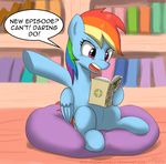  bean_bag book cutie_mark daring_do_(mlp) dialog dialogue english_text equine female feral friendship_is_magic hair john_joseco library mammal multi-colored_hair my_little_pony pegasus pillow rainbow_dash_(mlp) rainbow_hair solo text wings 