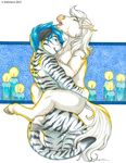  anthro blue_hair candle equine feline female hair hooves horse interspecies kashmere leg_wrap licking male mammal nude orgasm sex standing_up straight tiger tongue white_tiger 