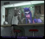  anthro bra canine clothing duo english_text eye_contact female fluffy_tail fox humor inside kitchen krystal lamp leaning male mammal miyayoshi nintendo once_upon_a_time_on_the_great_fox pants shirt sitting star_fox stool subtitle subtitled tank_top text toaster underwear video_games webcomic wolf wolf_o&#039;donnell wolf_o'donnell 
