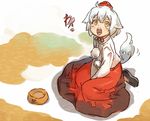  animal_ears bowl fangs hat hungry inubashiri_momiji looking_at_viewer open_mouth pet_bowl shibasaki_shouji short_hair sitting sketch solo tail tokin_hat tongue touhou wariza white_hair wolf_ears wolf_tail yellow_eyes 