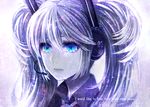  blue blue_eyes blue_hair close-up english face hair_between_eyes hatsune_miku headphones headset lips long_hair looking_away necktie portrait solo tachibana_amane_(amane01a) tears twintails vocaloid 