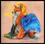  amber_hill anthro balaa book canine fox green_eyes male mammal solo wings 