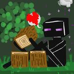  &hearts; &lt;3 building enderman minecraft purple_eyes spazzyhusky tree video_games wood 