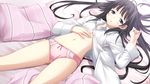  bed black_hair game_cg giga hotchkiss long_hair mikoto_akemi open_shirt panties sumiyoshi_nana underwear 