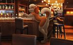  adam_wan alcohol bar beverage blue_eyes breasts butt canine champagne collar digitigrade dog drink female glass hindpaw husky kineta looking_at_viewer mammal mixed_media nipples nude paws real richard_foley solo stool stools 