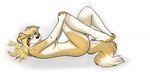  blonde_hair blue_eyes canine cute dog female hair looking_at_viewer mammal nude pinup plain_background pose sambers sambers_(character) solo white_background 