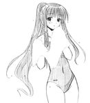  greyscale harmonia lowres mahou_sensei_negima! monochrome one-piece_swimsuit ookouchi_akira sketch solo swimsuit towel wet 