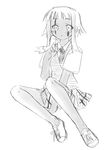  bird greyscale harmonia mahora_academy_middle_school_uniform mahou_sensei_negima! monochrome school_uniform sketch solo zazie_rainyday 