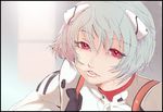  ayanami_rei bad_id bad_pixiv_id blue_hair bodysuit close-up headgear inugami_mokekiyo light_smile lips looking_at_viewer neon_genesis_evangelion parted_lips plugsuit red_eyes short_hair solo teeth upper_body 