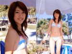  beach bikini photo side-tie_bikini swimsuit takigawa_hanako umbrella 
