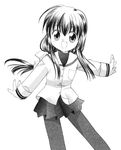  clannad greyscale hikarizaka_private_high_school_uniform ibuki_fuuko lowres monochrome pantyhose school_uniform solo usami_wataru 