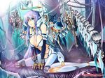  breasts cleavage galge.com gin'ichi_(akacia) halo heterochromia large_breasts long_hair mecha_musume mechanical_wings purple_hair solo wings 