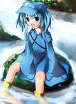  blue_hair boots hat jum_(parallel_parasol) kawashiro_nitori key shirt short_hair skirt skirt_set solo touhou two_side_up 