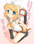  alarm_clock arched_back clock kagamine_rin nekomanma_(byougatei) sitting solo vocaloid 