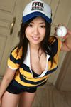  baseball baseball_cap bikini_top hat highres ootomo_sayuri otomo_sayuri photo polo_shirt shorts striped 