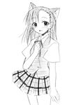  animal_ears cat_ears greyscale harmonia lowres mahora_academy_middle_school_uniform mahou_sensei_negima! monochrome plaid plaid_skirt sakurazaki_setsuna school_uniform sketch skirt solo whiskers 