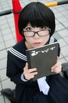  amane_misa cosplay death_note glasses highres mitsu_iro photo sailor sailor_uniform school_uniform serafuku 