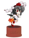  bangs chibi geta jyun looking_at_viewer open_mouth pixiv_bottlecap shameimaru_aya solo tengu-geta touhou 