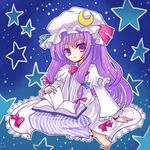  barefoot book bow girotin_ginza long_hair patchouli_knowledge pink_bow solo touhou 