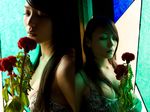  bikini_top flower kawamura_yukie photo rose roses stained_glass 