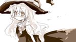  bad_id bad_pixiv_id banned_artist brown hat kirisame_marisa monochrome solo touhou witch_hat yaho_(pixiv) 