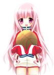  artist_request basketball hakamada_hinata holding jacket long_hair pink_hair rou-kyuu-bu! sleeves_past_fingers sleeves_past_wrists track_jacket 