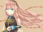  bad_id bad_pixiv_id blue_eyes headphones holding kinomukumama long_hair megurine_luka pink_hair scissors smile solo vocaloid 