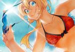  1girl blonde_hair bust female kazeto parody solo style_parody swimsuit upper_body 